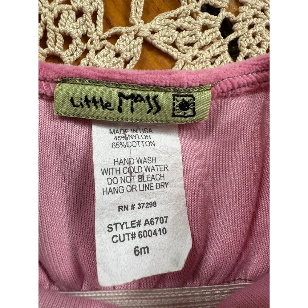 Little‎ Mass Dress Plaid Floral Applique Long Sleeve Pink Velvet 6M